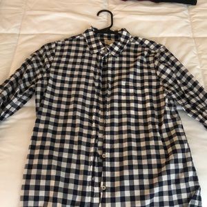 J. Crew collard shirt. Navy and white checkered.